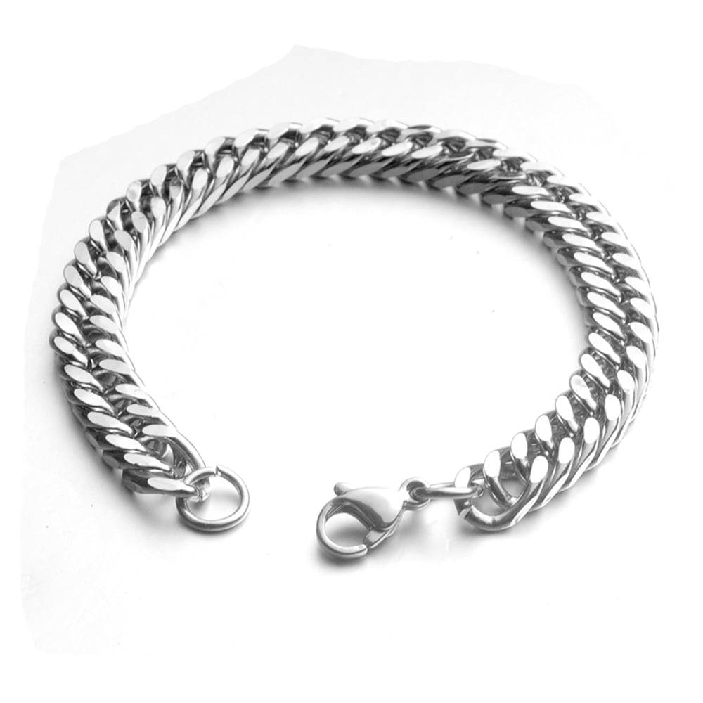 Titanium Cuban Double Buckle Four-Way Brushed Bracelet