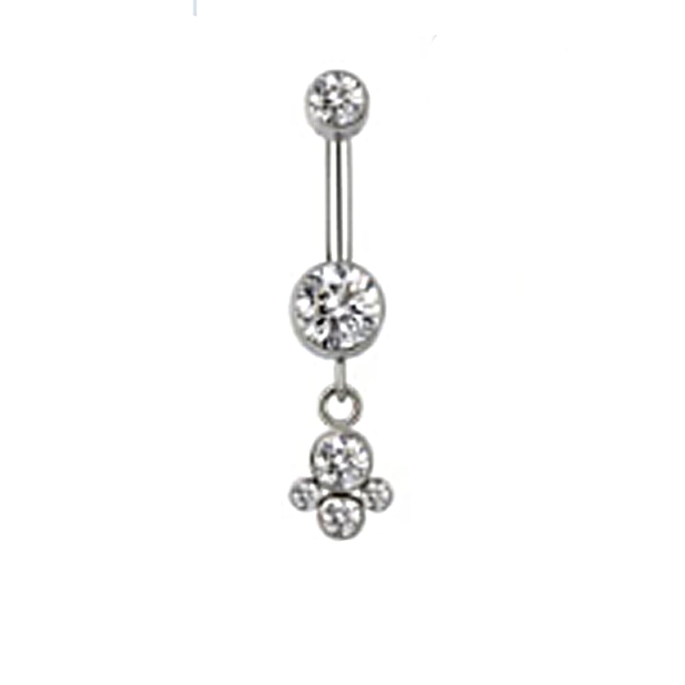 Titanium Alloy Pendant 4-Stone Navel Ring