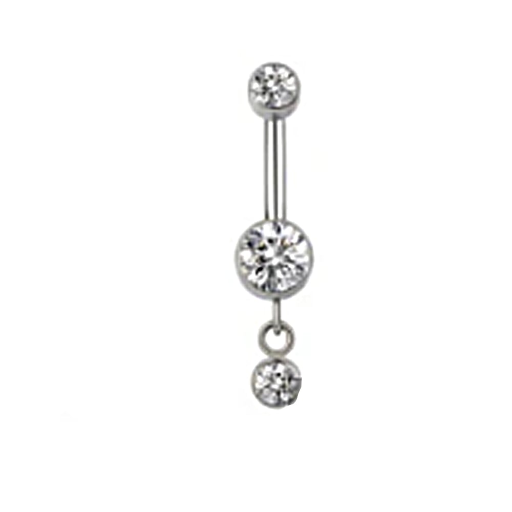 Titanium hanging ring single stone pendant belly button ring