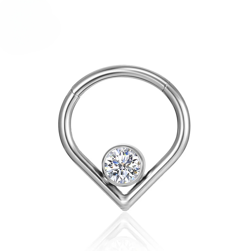 Titanium heart-shaped diaphragm welding stone piercing nose ring