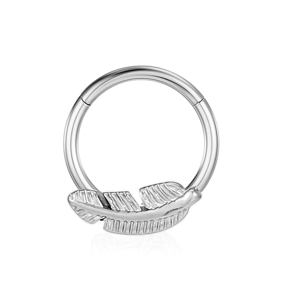 Titanium Alloy Leaf Nose Ring Hoop Accessory