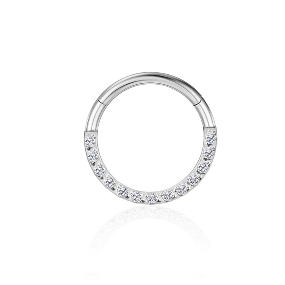 G23 titanium alloy flat stone septum perforated zircon nose ring